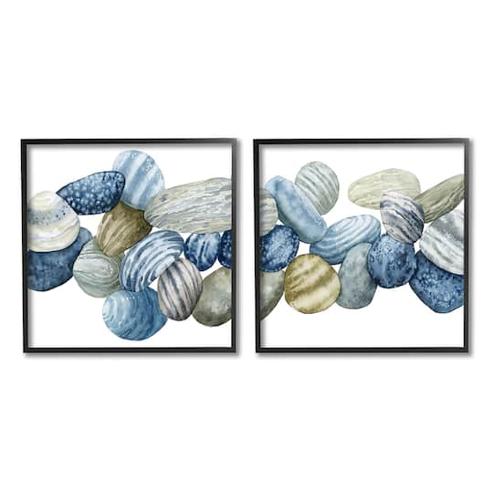 Stupell Industries Rows of Stones Organic Blue Brown Patterns,12" x 12"